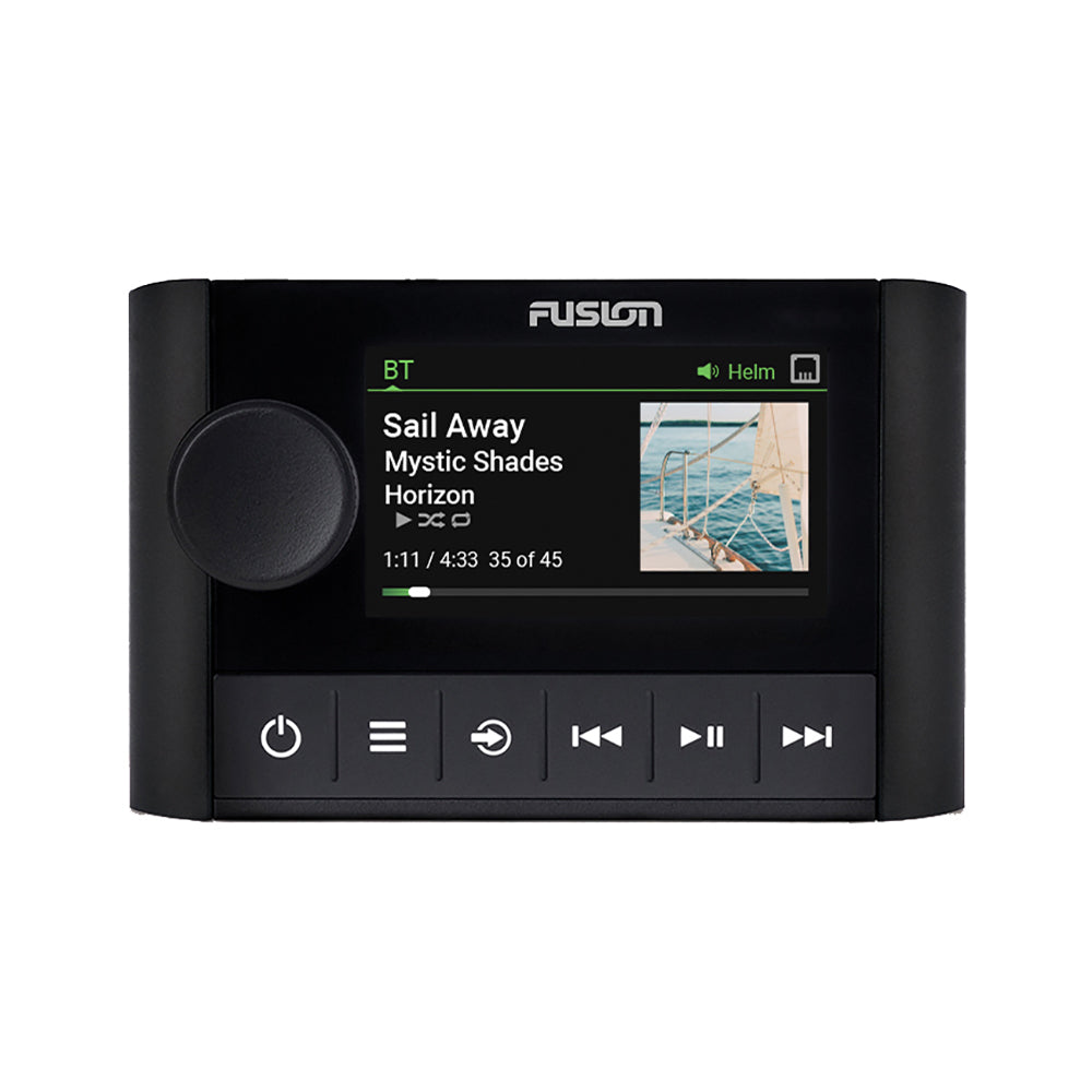 Fusion Apollo MS-ERX400 wired marine remote with black glass face and 2.7 inch color LCD display