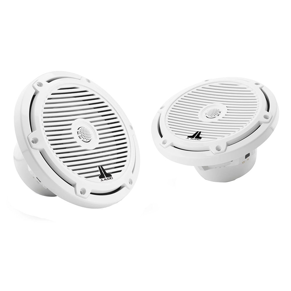 JL Audio M3-770X-C-Gw 7.7 inch marine coaxial speakers with gloss white classic grilles