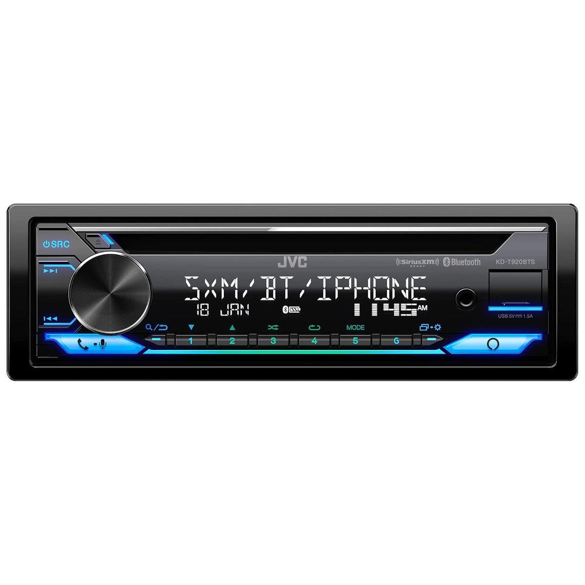 JVC KD-T920BTS Single-DIN SiriusXM-Ready CD Receiver — Refurbished