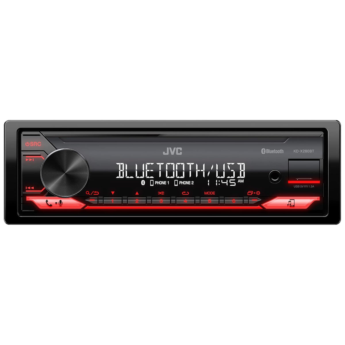 JVC KD-X280BT Single-DIN Bluetooth Digital Media Receiver — Refurbished