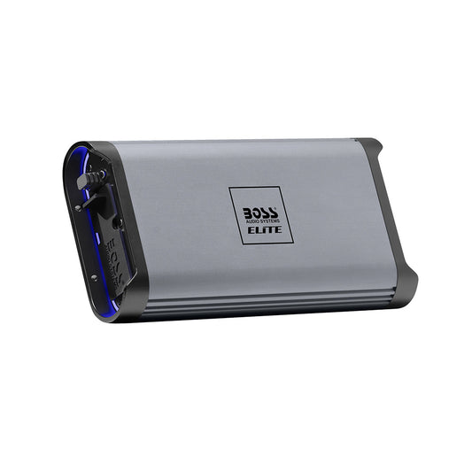 Boss Audio Elite MPD380.4 compact 4 channel Class D marine amplifier with illuminated end panels