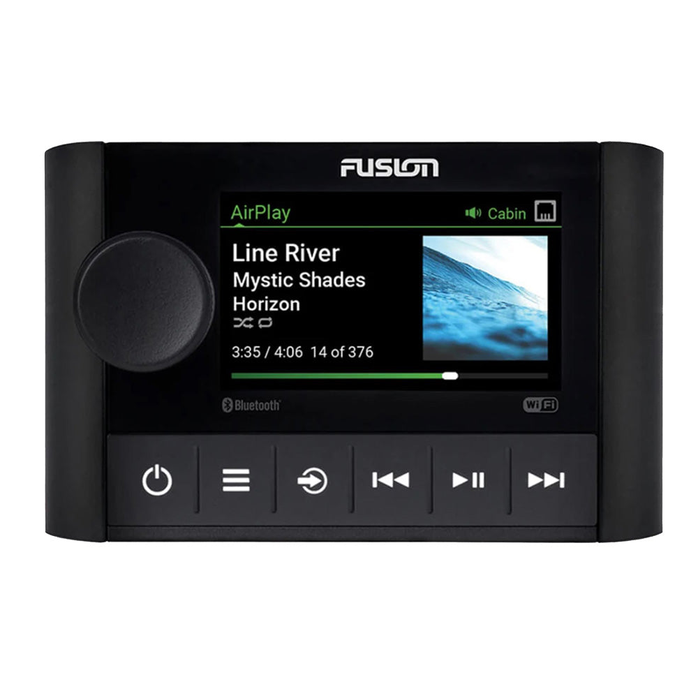 Fusion Apollo MS-SRX400 single zone marine stereo with 2.7 inch color LCD, front view