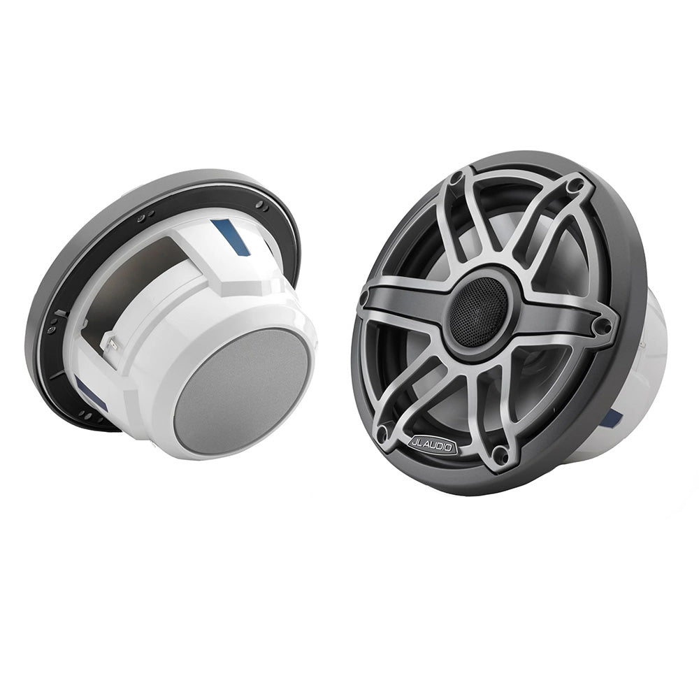 JL Audio M6-770X-S-GmTi 7.7 inch marine coaxial speakers with titanium metallic sport grille