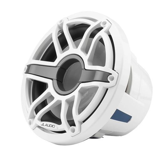 JL Audio M6 10 inch marine infinite baffle subwoofer with gloss white sport grille and trim ring