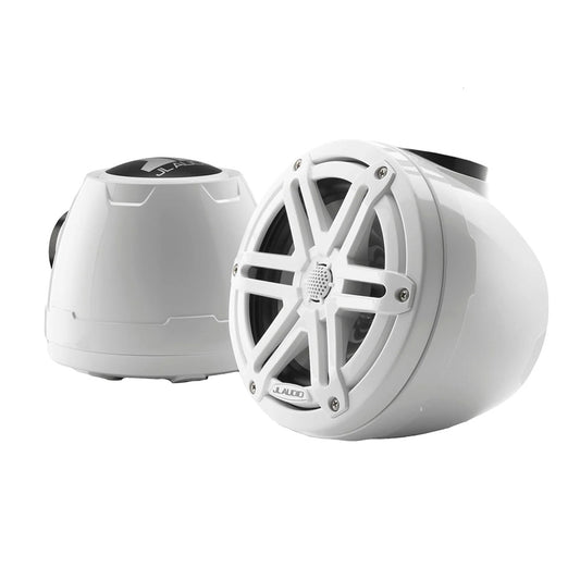JL Audio M3-650VEX-Gw-S-Gw white VeX enclosed coaxial speaker pods with white sport grilles