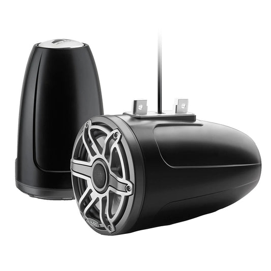 JL Audio M6-770ETXv3-Sb-S-GmTi 7.7 inch enclosed wake tower speakers with titanium sport grilles