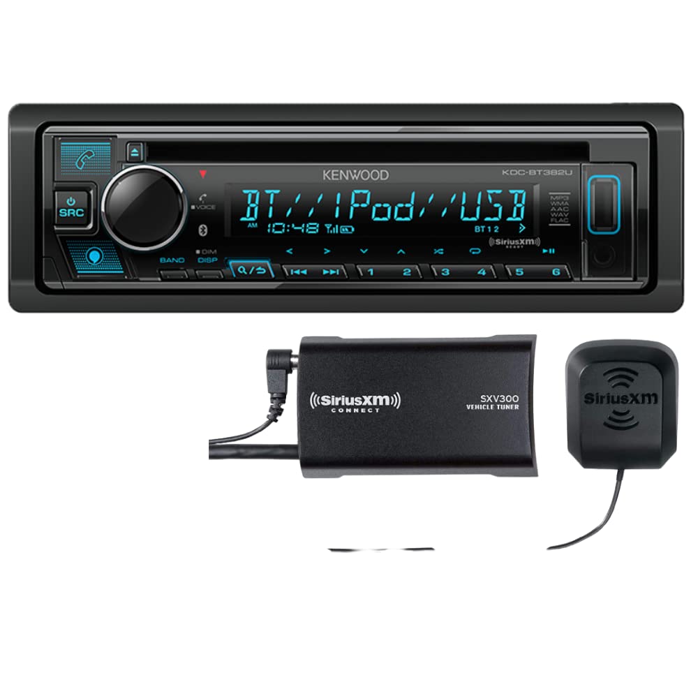 Kenwood KDC-BT382U Single-DIN Bluetooth CD Receiver — Refurbished